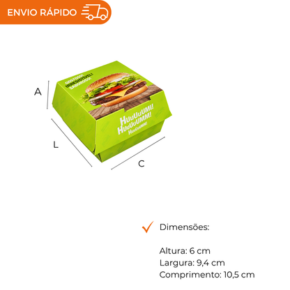 EMBALAGEM P/ HAMBURGUER H1 VERDE - CX C/50