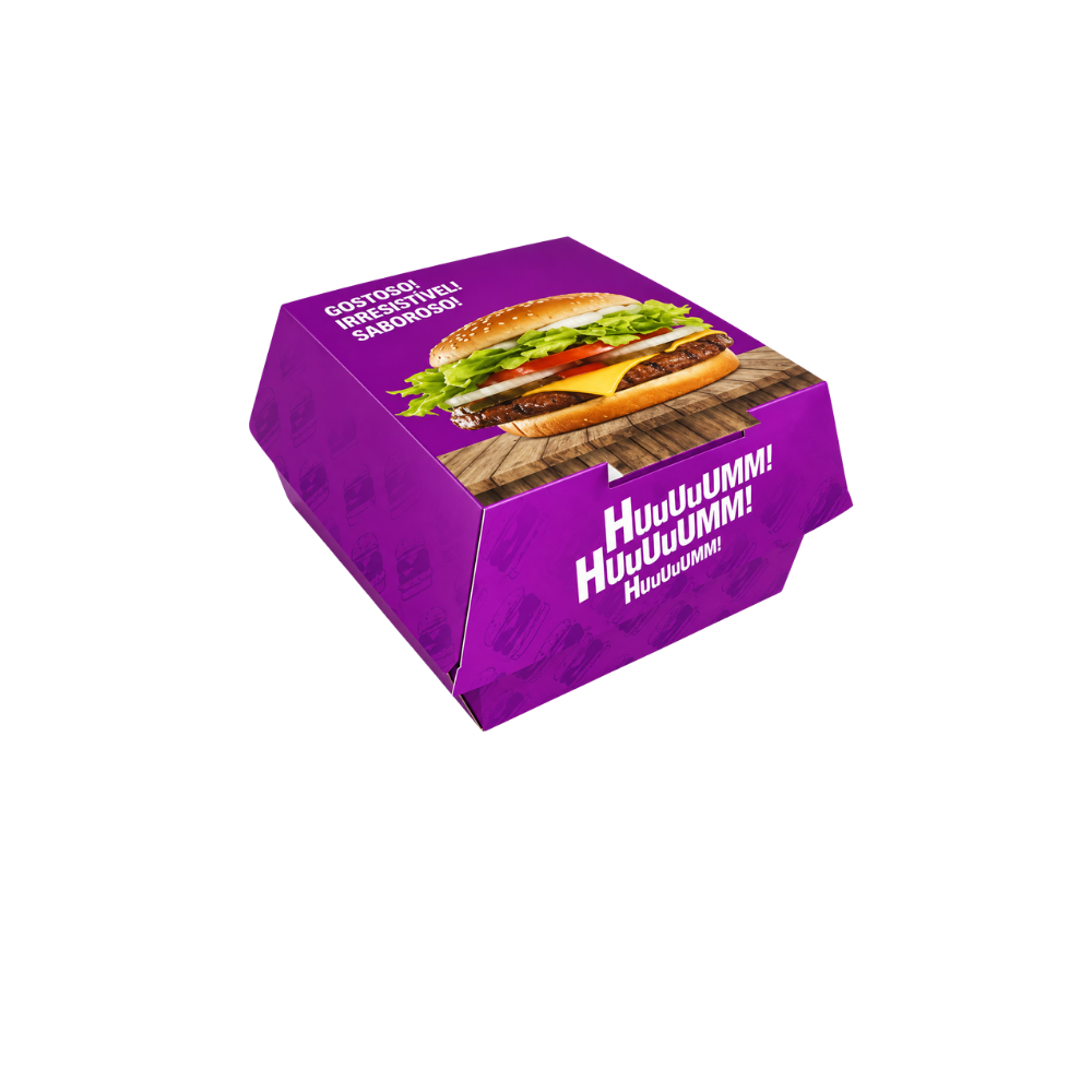 EMBALAGEM P/ HAMBURGUER H1 ROXA - CX C/50