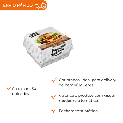 EMBALAGEM P/ HAMBURGUER H1 BRANCA - CX C/50