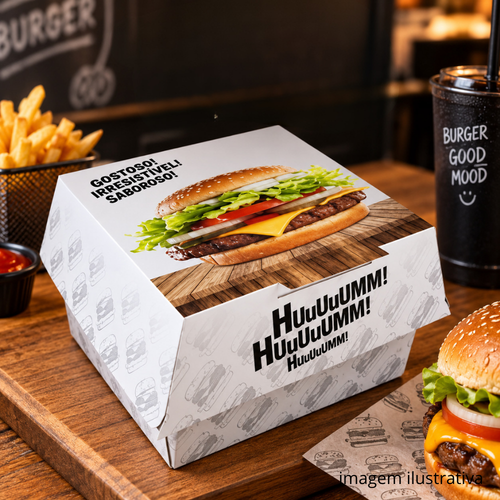 EMBALAGEM P/ HAMBURGUER H1 BRANCA - CX C/50