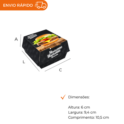 EMBALAGEM P/ HAMBURGUER H1 PRETA - CX C/50