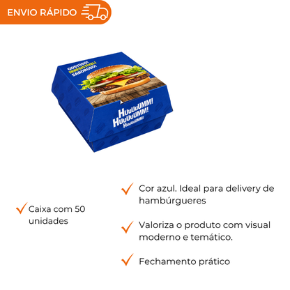 EMBALAGEM P/ HAMBURGUER H1 AZUL - CX C/50