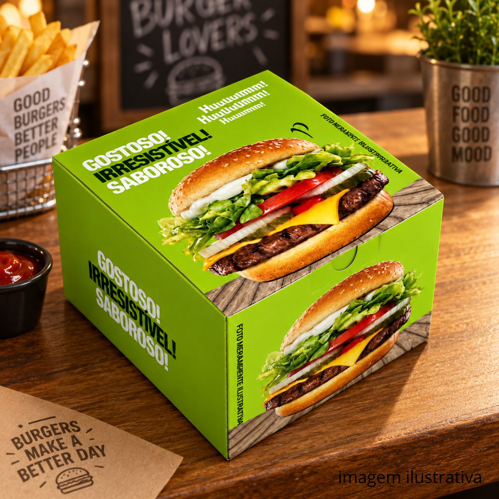EMBALAGEM P/ HAMBURGUER H2 VERDE - PC C/40
