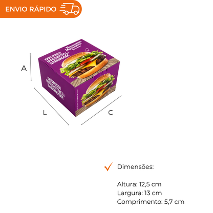 EMBALAGEM P/ HAMBURGUER H2 ROXA - PC C/40