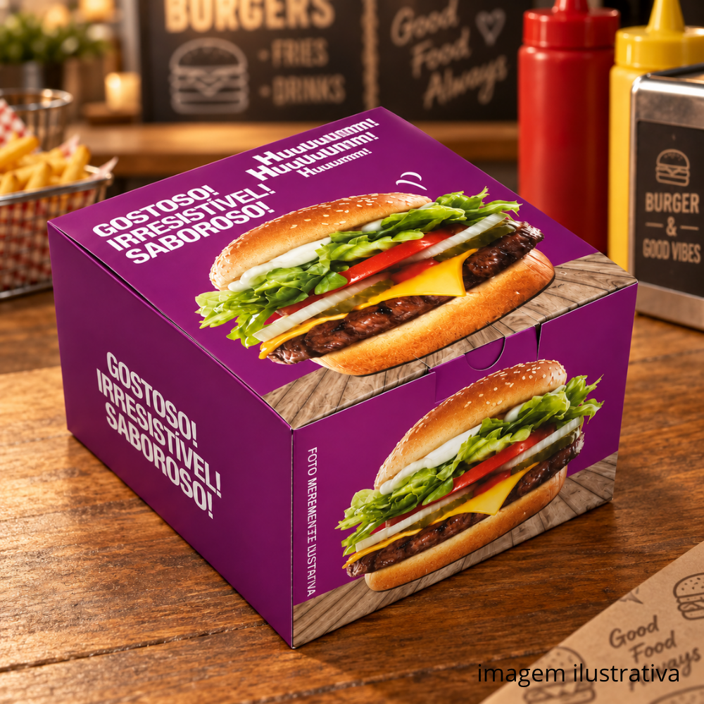 EMBALAGEM P/ HAMBURGUER H2 ROXA - PC C/40