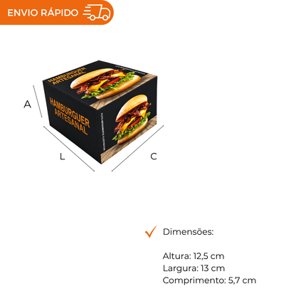 EMBALAGEM P/ HAMBURGUER H2 PRETA - PC C/40