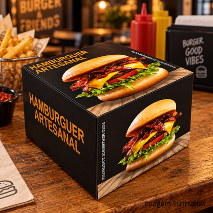 EMBALAGEM P/ HAMBURGUER H2 PRETA - PC C/40