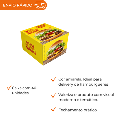 EMBALAGEM P/ HAMBURGUER H2 AMARELA - PC C/40