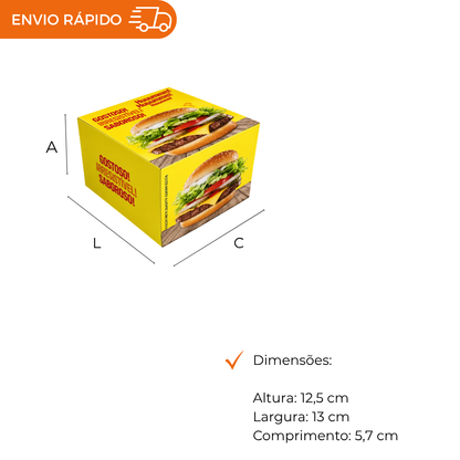 EMBALAGEM P/ HAMBURGUER H2 AMARELA - PC C/40