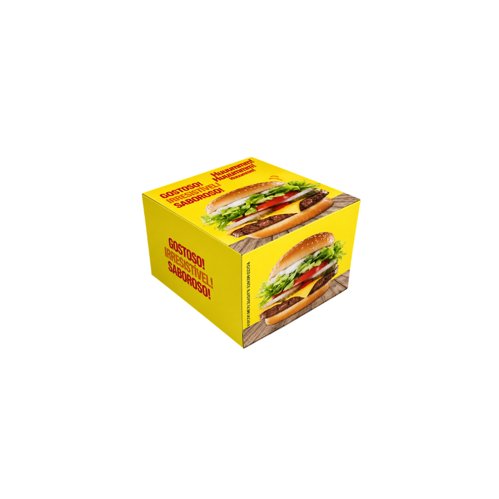 EMBALAGEM P/ HAMBURGUER H2 AMARELA - PC C/40