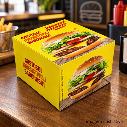 EMBALAGEM P/ HAMBURGUER H2 AMARELA - PC C/40