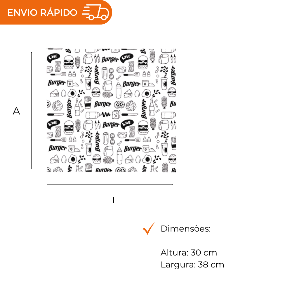 PAPEL ACOPLADO P/HAMBURGUER 30X38 - CX C/400