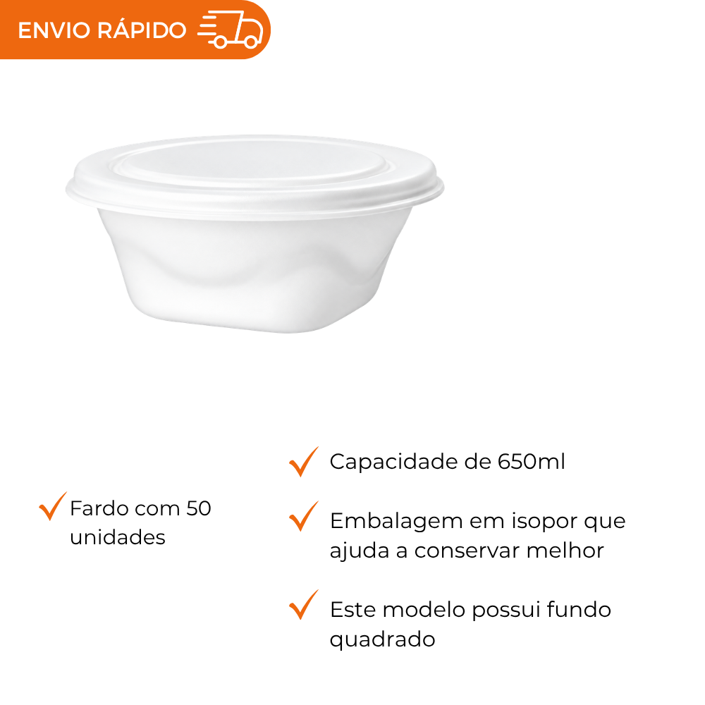 MARMITEX DE ISOPOR C/ TP 650ML PT-102QR. - FD C/50