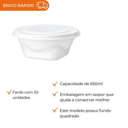 MARMITEX DE ISOPOR C/ TP 650ML PT-102QR. - FD C/50