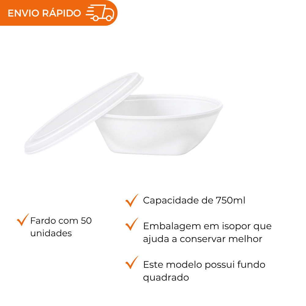 MARMITEX DE ISOPOR C/ TP 750ML- PT-102Q. - FD C/50