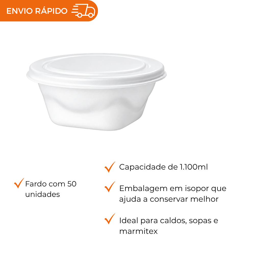 MARMITEX DE ISOPOR C/ TP 1100ML-PT-104Q. - FD C/50