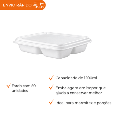MARMITEX DE ISOPOR C/TP 3DIV RET- PT-110 - FD C/50