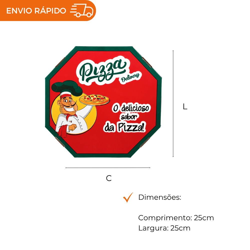 EMB. P/PIZZA 25CM BRANCA IMPRESSA - PC C/25