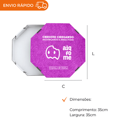 Embalagem para pizza Térmica 35cm Estampa Aiqfome - Pacote com 5 unidades