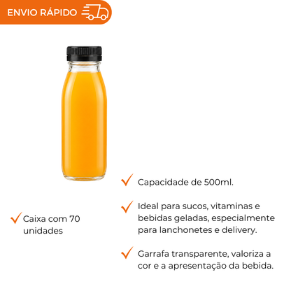 GARRAFA CRISTAL C/TAMPA 500ML - G 3550 - CX C/70