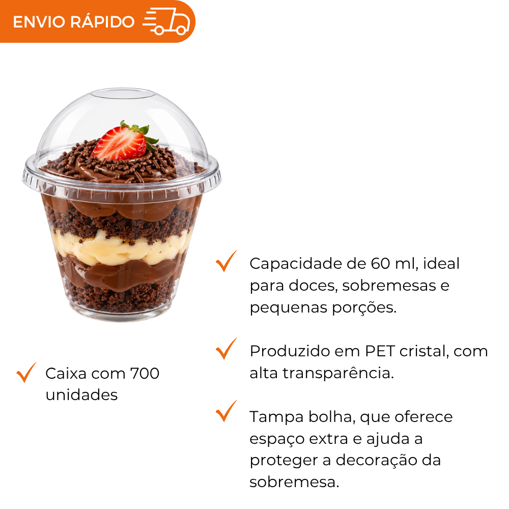 POTE 60ML PET C/TAMPA BOLHA - G 697 - CX C/700