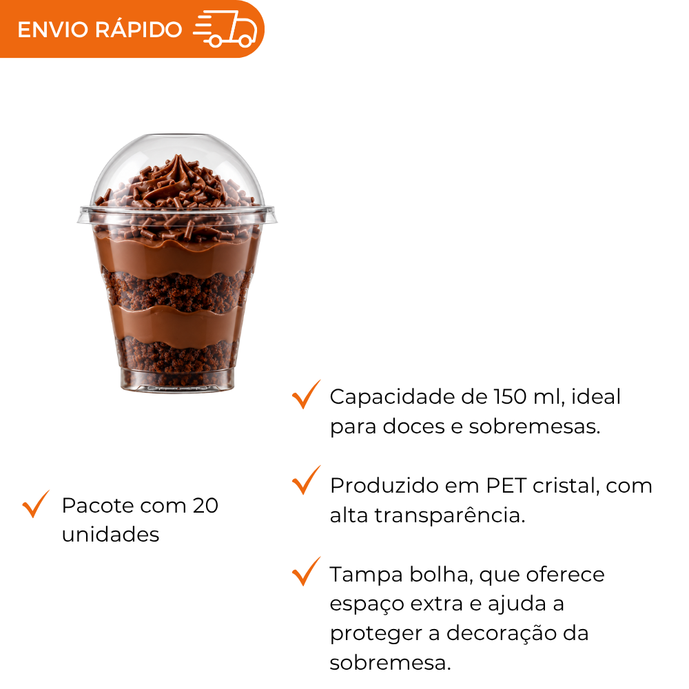 COPO 150 ML DESC. PP BIO CRISTAL C/TAMPA - PC C/20