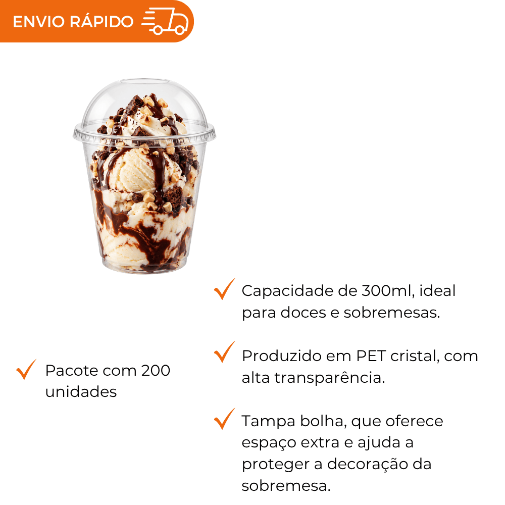 COPO 300ML PET C/TAMPA BOLHA - G 830SF - CX C/20X10