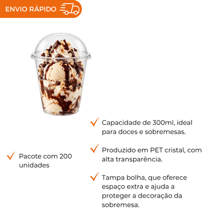 COPO 300ML PET C/TAMPA BOLHA - G 830SF - CX C/20X10