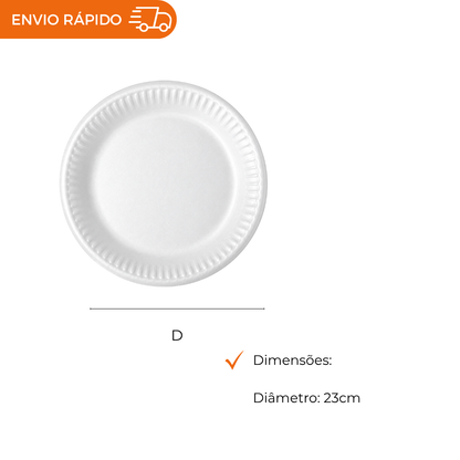 PRATO DE ISOPOR 23CM - CPR-023 - CX C/8X25