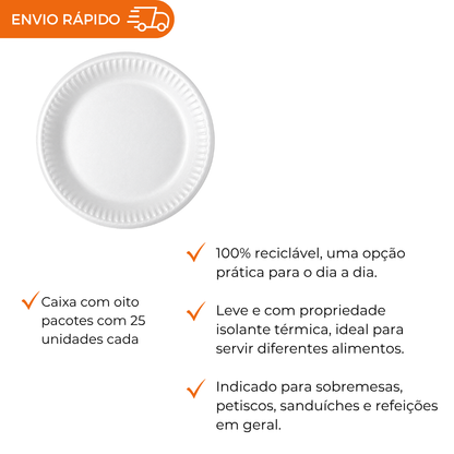 PRATO DE ISOPOR 23CM - CPR-023 - CX C/8X25