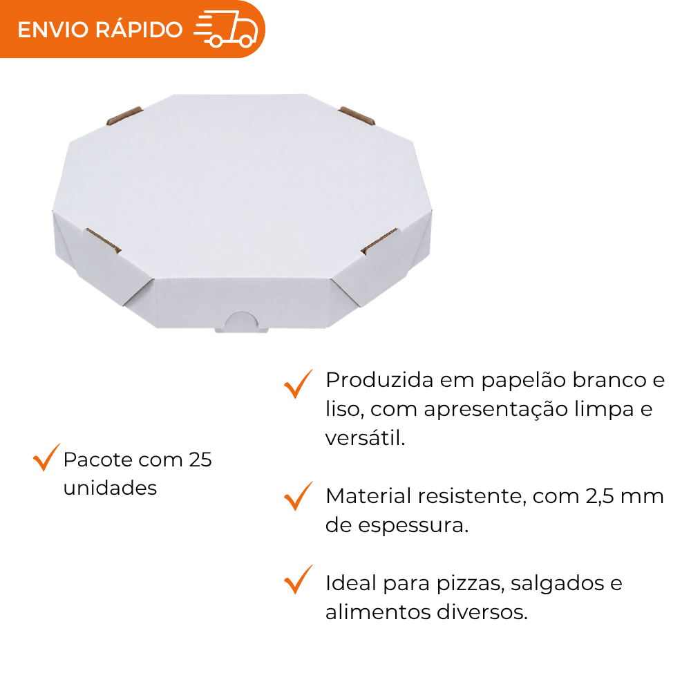EMB. P/PIZZA 30CM BRANCA S/IMPRESSAO - PC C/25