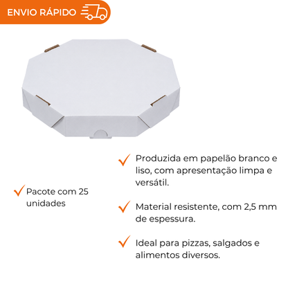 EMB. P/PIZZA 30CM BRANCA S/IMPRESSAO - PC C/25
