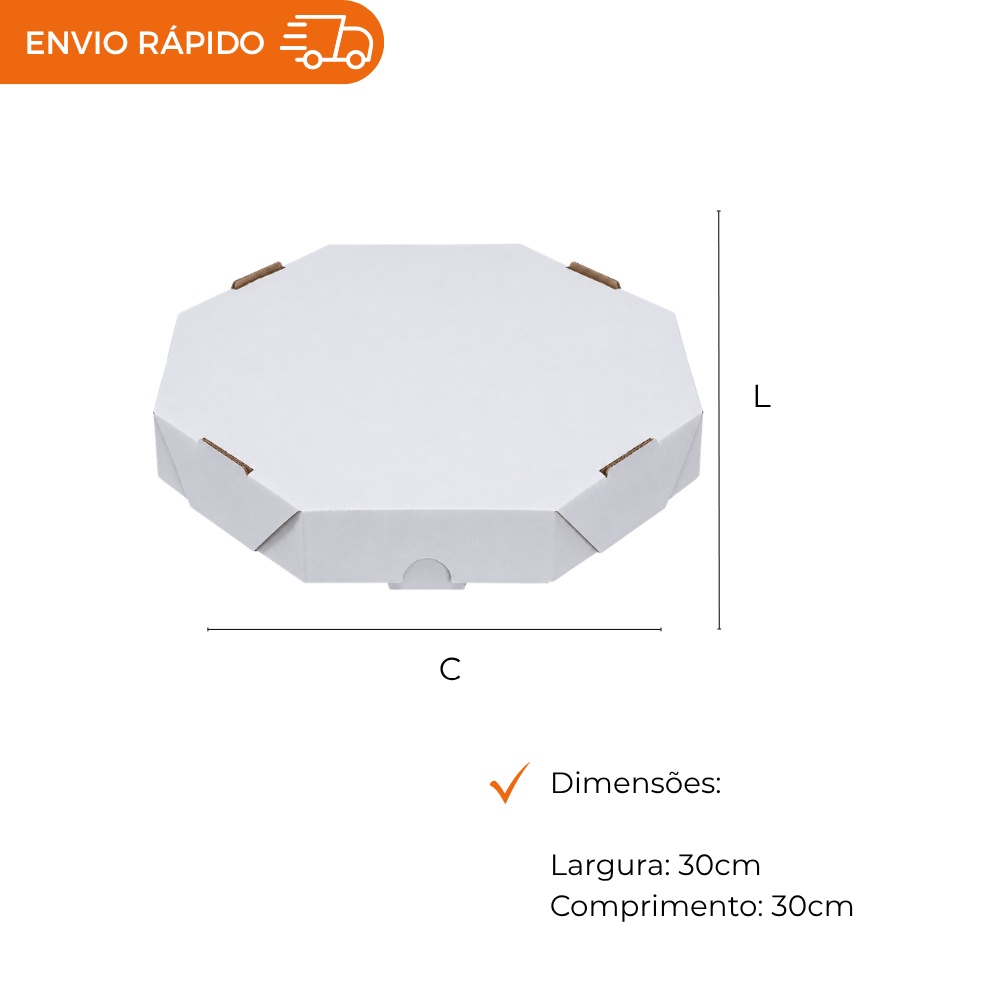 EMB. P/PIZZA 30CM BRANCA S/IMPRESSAO - PC C/25