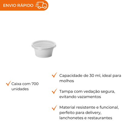 POTE 30ML C/TAMPA P/MOLHO BR PET G695 - CX C/700