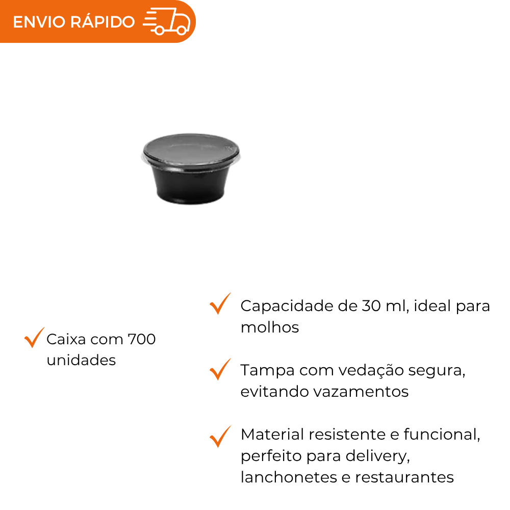 POTE 30ML C/TAMPA P/MOLHO PT PET G695 - CX C/700