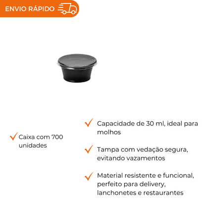 POTE 30ML C/TAMPA P/MOLHO PT PET G695 - CX C/700