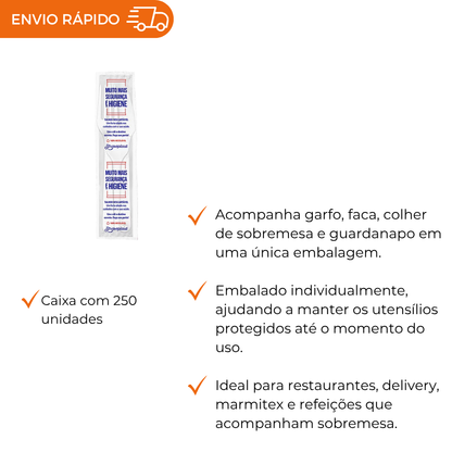 KIT SACHE GARFO/FACA/GUARD/COLHER BRANCO - CX C/250