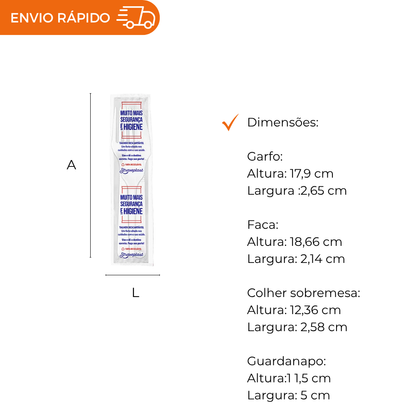 KIT SACHE GARFO/FACA/GUARD/COLHER BRANCO - CX C/250