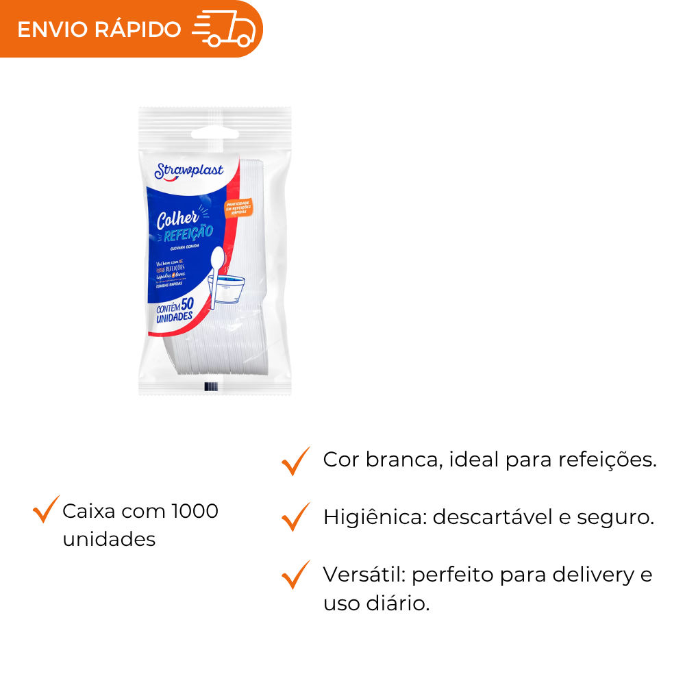 COLHER REFEICAO BRANCA LEVE - CSB 602 - CX C/20X50