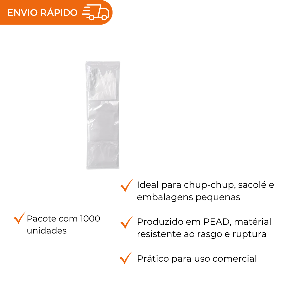 SACO PLASTICO CHUP-CHUP 6X23 - PC C/1000