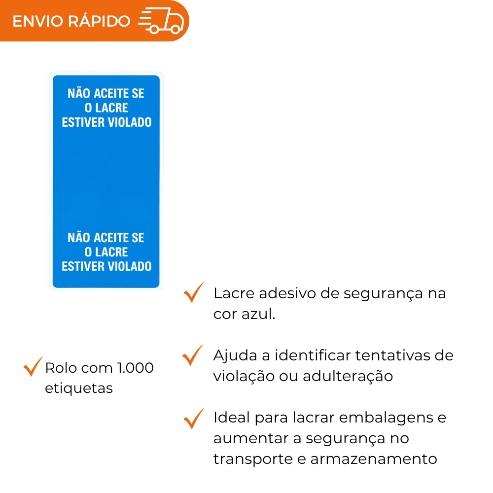ETIQUETA LACRE 70X30 AZUL - ROLO C/1000
