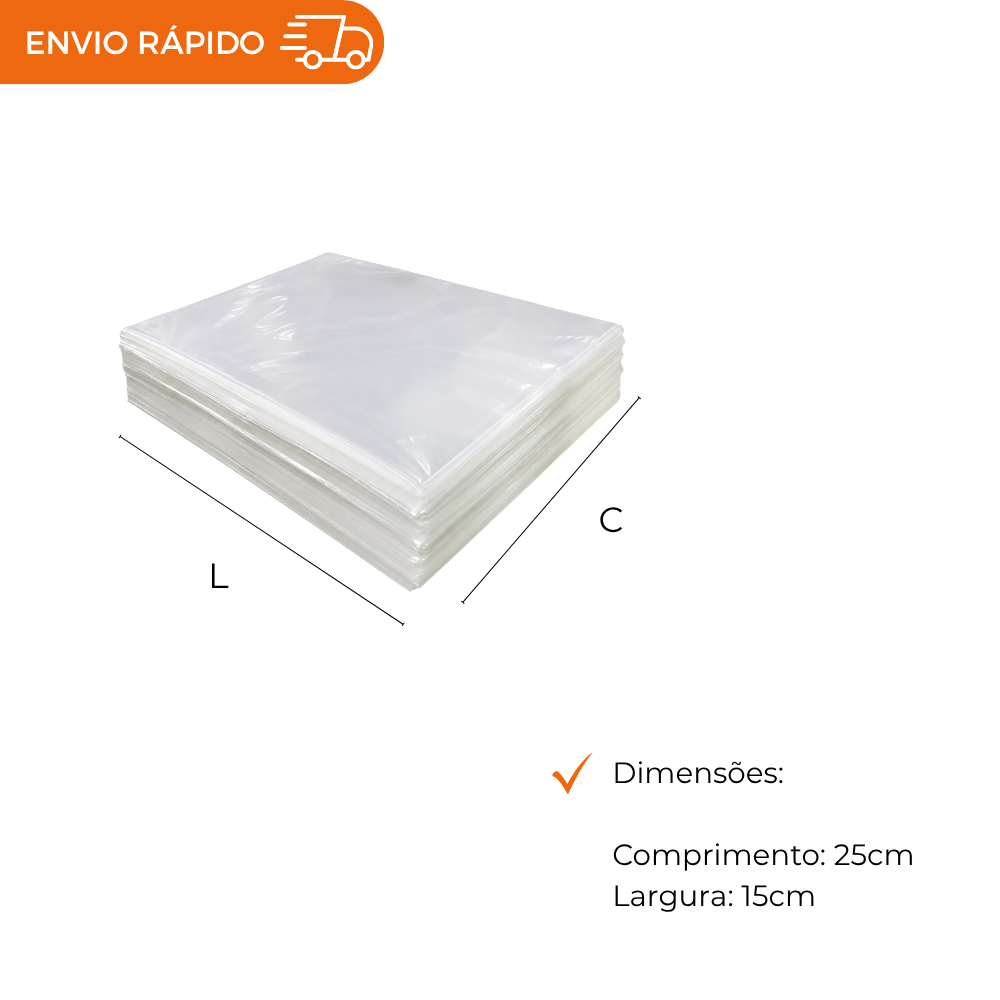 SACO PLASTICO POLIPROPILENO 15X25 - PC C/1000