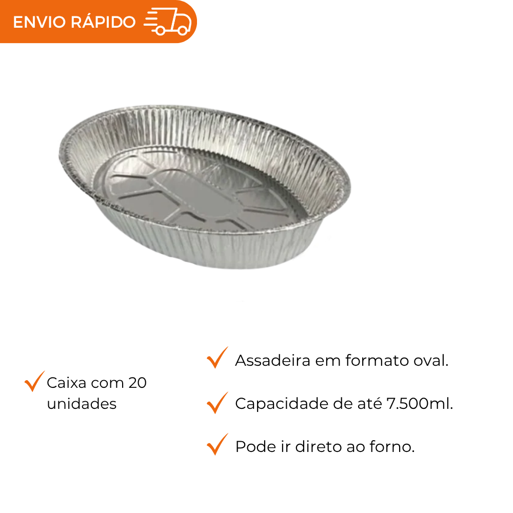 ASSADEIRA OVAL SEM TAMPA 7500ML - CX C/20