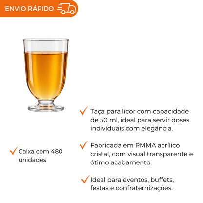 TACA P/LICOR 50ML PMMA CRISTAL - TC-050 - CX C/48X10