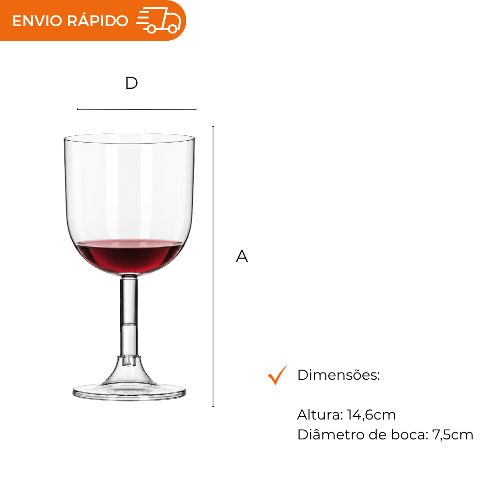 TACA P/VINHO PMMA 260ML CRISTAL -TC-260. - CX C/14X4