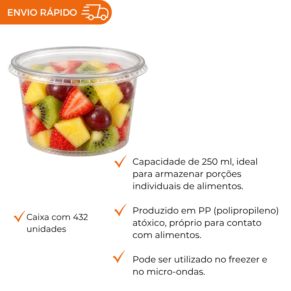 POTE 250ML C/SOBRE TAMPA - PP - CX C/18X24