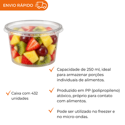 POTE 250ML C/SOBRE TAMPA - PP - CX C/18X24