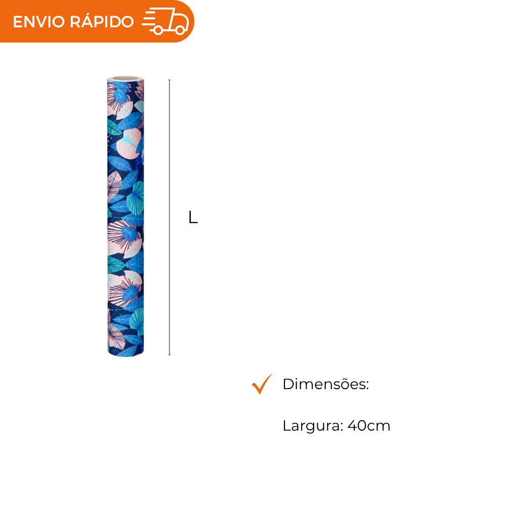 BOBINA DE PAPEL PRESENTE FOLHAS - 40CM