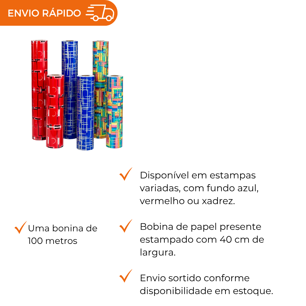 BOBINA DE PAPEL PRESENTE ESTAMP. - 40CM - UN