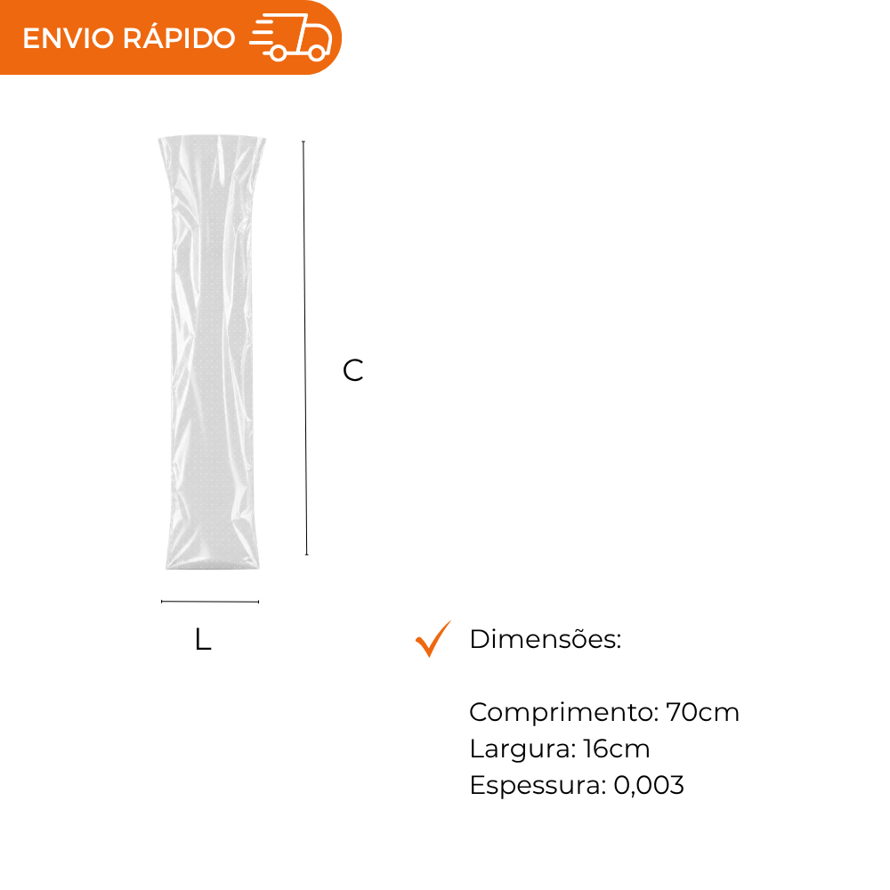 SACO PLASTICO POLIPROPILENO MICRO 16X70 - PC C/1000